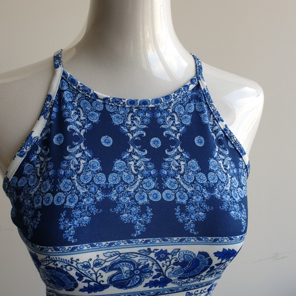 NWT Missguided petite porcelain print racer neck dress, US size 4 - Picture 2 of 3